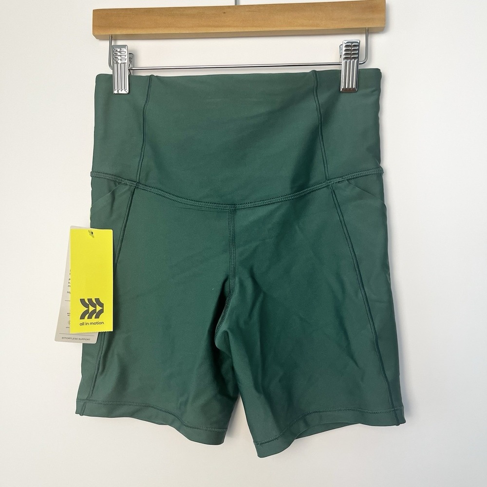 All In Motion Women's High Rise Bike Shorts XS Teal with Pocket New with Tags